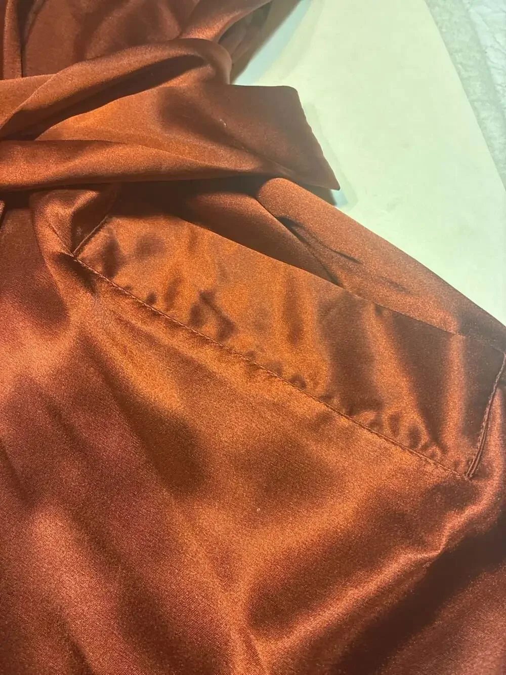 Victoria's Secret Satin Belted Robe in Rust Brown